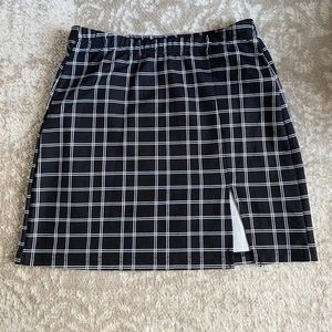 Black and white plaid mini skirt